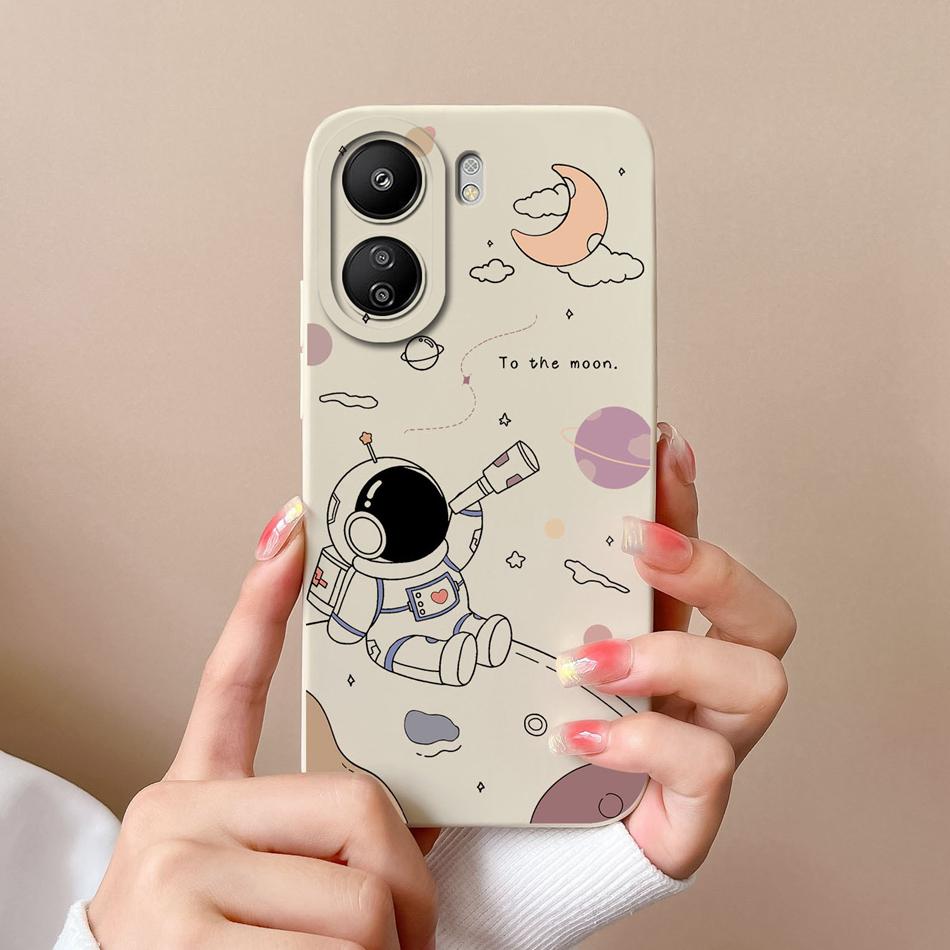 Case For Xiaomi Poco C65 Painted Flowers Upgrade Camera Protection Phone Housing Soft Liquid Silicone Anti Drop Back Cover Coque