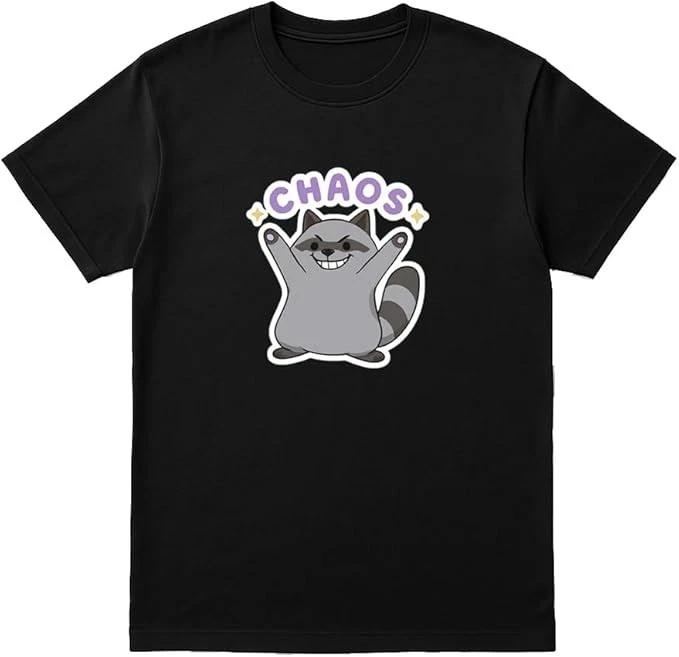 Chaos Raccoon Funny Cartoon Graphic Tee M