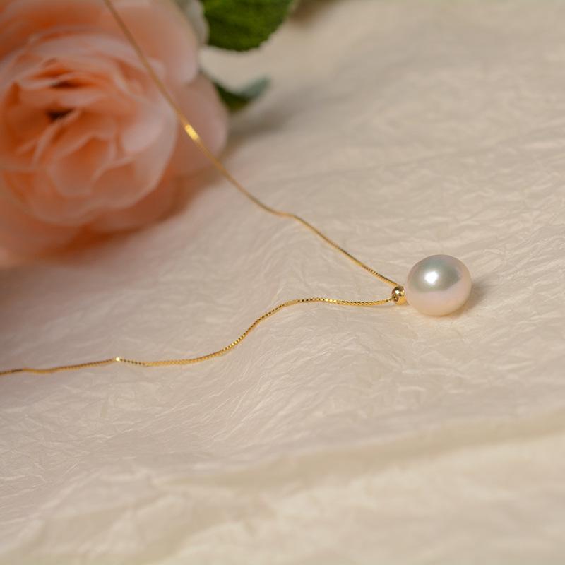 Minimalist water drop baroque pearl pendant necklace women's high sense s911 silver adjustable pull necklace new trendy
