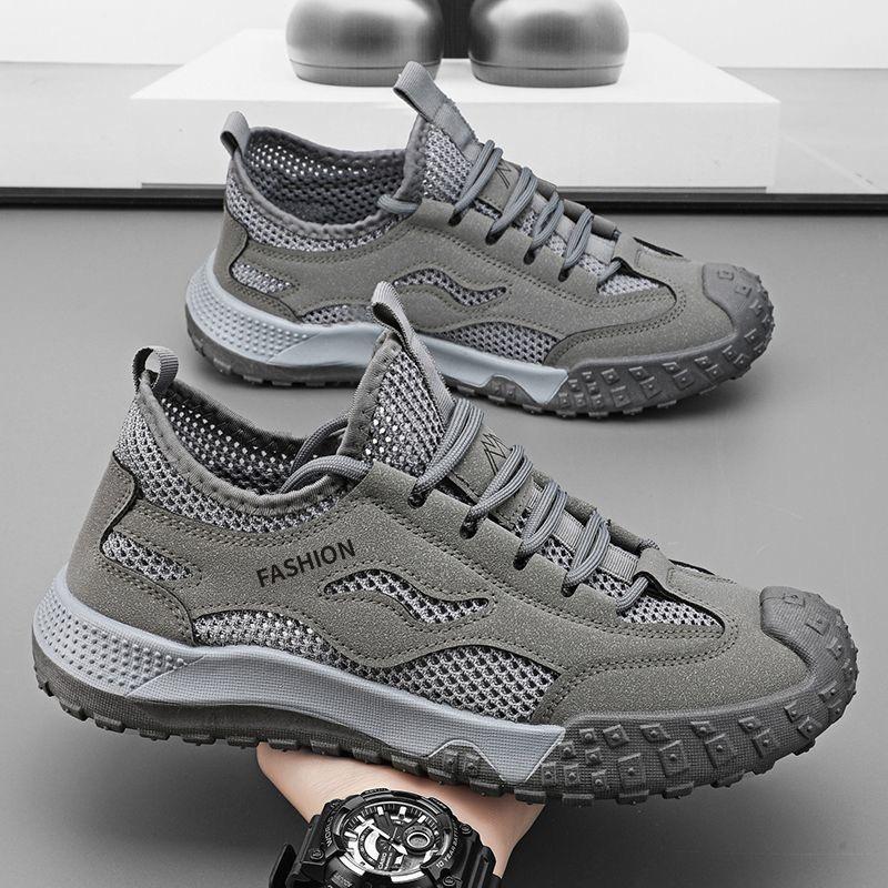 Summer Men Breathable Work Shoes Lightweight Comfortable Men Platform Sneakers Outdoor Anti-slip Hiking Shoes Zapatos De Hombre