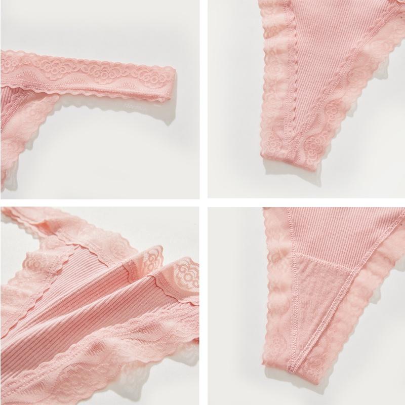 FINETOO Sexy Thongs Low-Rise Lace G-string Panties Women Cotton T-Back Underwear S-XL Female Bikin Underpants Lingerie