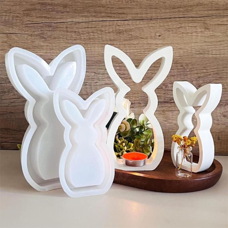 Easter Hare Silicone Candle Molds Heat Resistant for Epoxy Resin Making Candle Soap Tealight Stand Festival Decoration