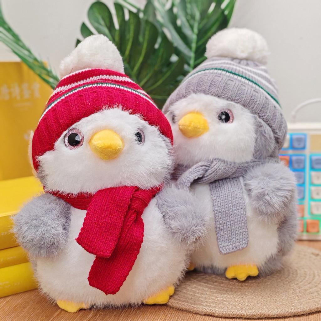 Penguin Scarf Hat Design Animal Playful Toy Couple Plush Toys Room Decoration