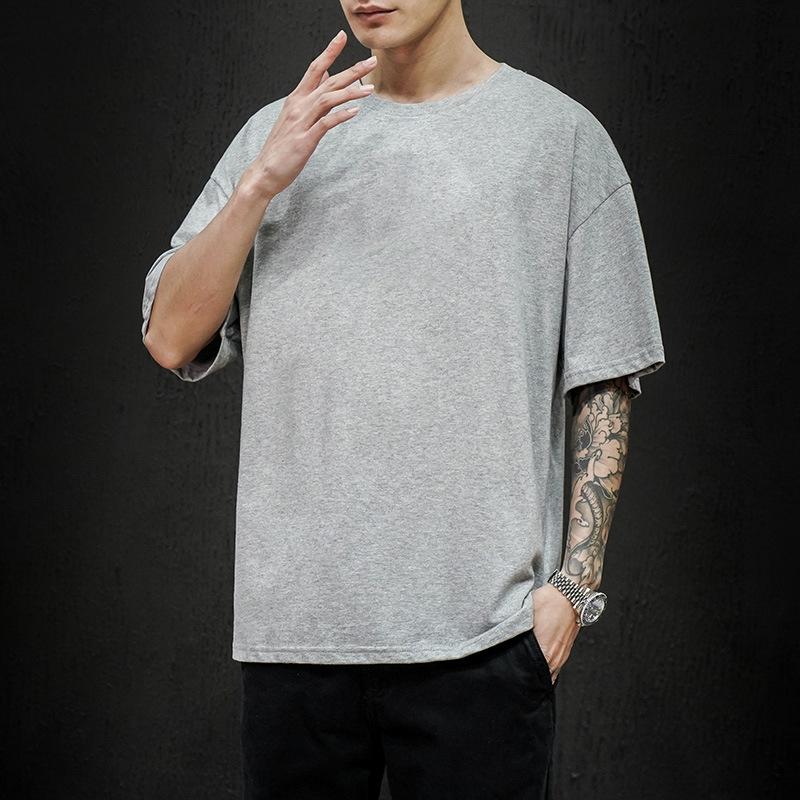 Summer Men's T Shirt Fashion Solid Oversized Hip Hop T-shirt Casual Cotton Mens Streetwear Top Tees