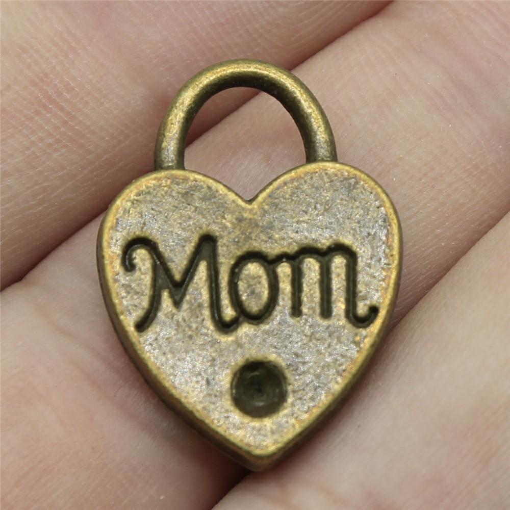 20pcs Mom Series Charms For DIY Jewelry Making Lovely Family Heart Love Mom Charms For Mother's Day Gift