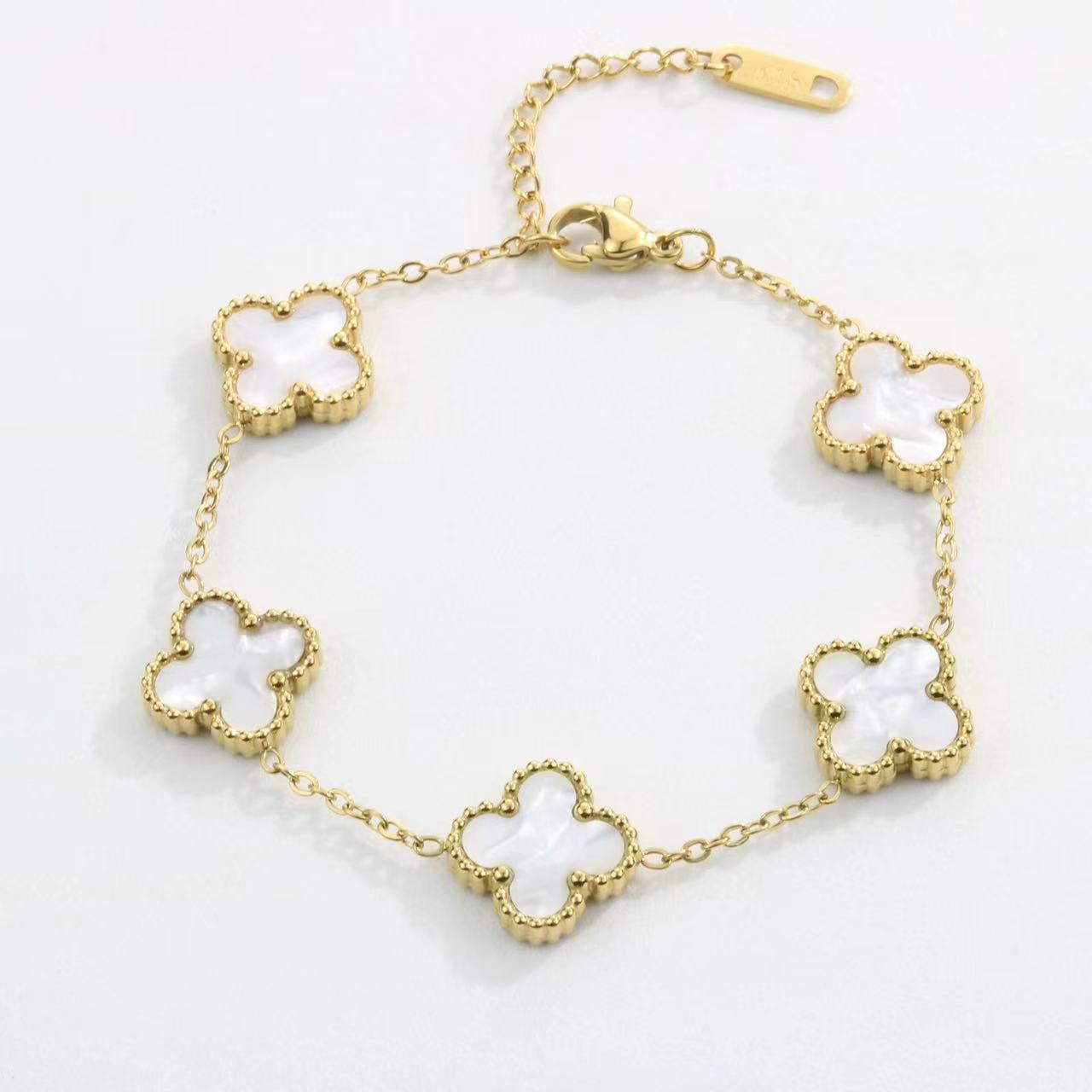 Двусторонний браслет-четырехлистник, простой и стильный, женский браслет в стиле Ins белый