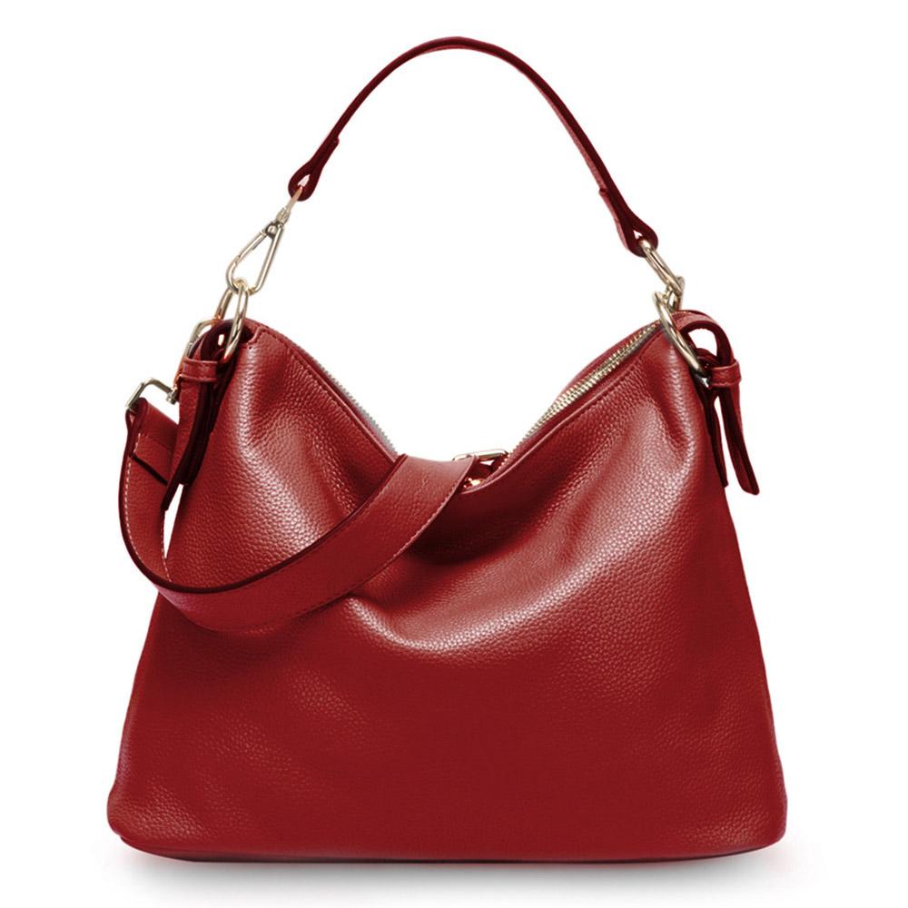 Zency Fashion Red Women Shoulder Bag 100% Genuine Leather бордовый