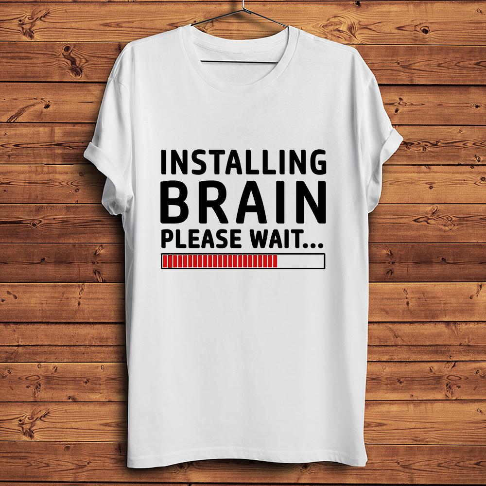 

Installing Brain Progress Bar Funny Amusing Geek TShirtHomme Unisex White Casual Short Sleeve Tshirtunisex Tee Breathable Print S