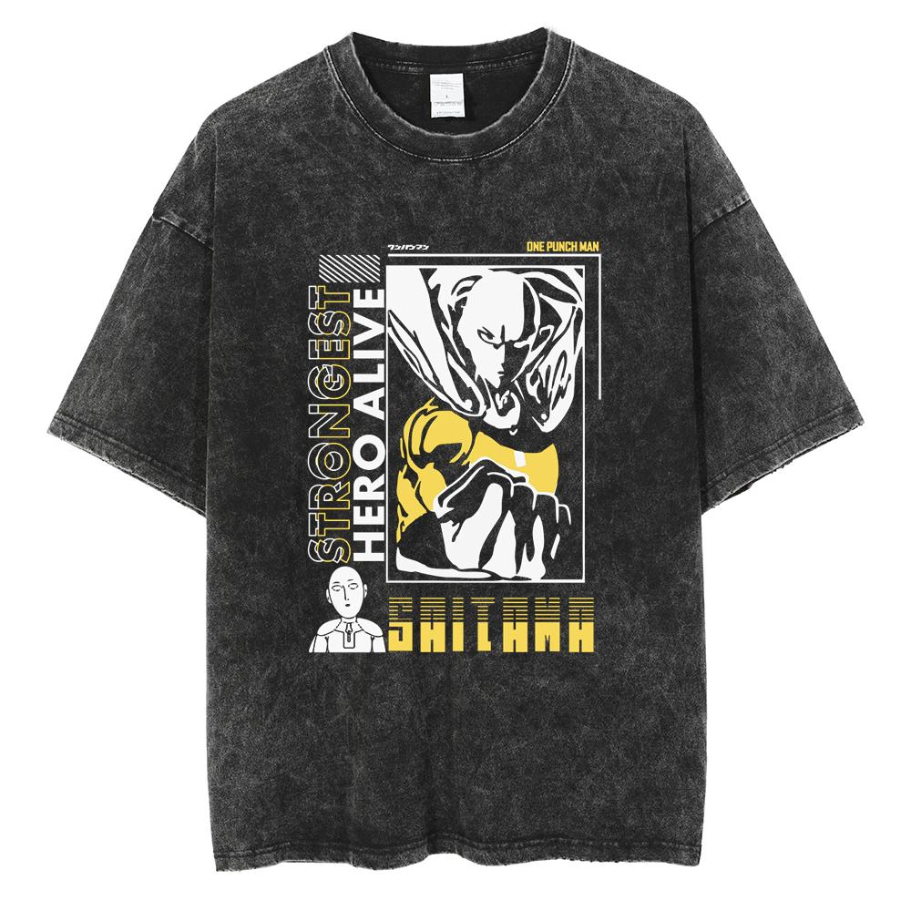 Tricou Imprimat Anime ONE PUNCH-MAN Saitama Bărbați Femei Tricouri Bumbac Spălat Tricou Supradimensionat Harajuku Masculin Manga Vintage