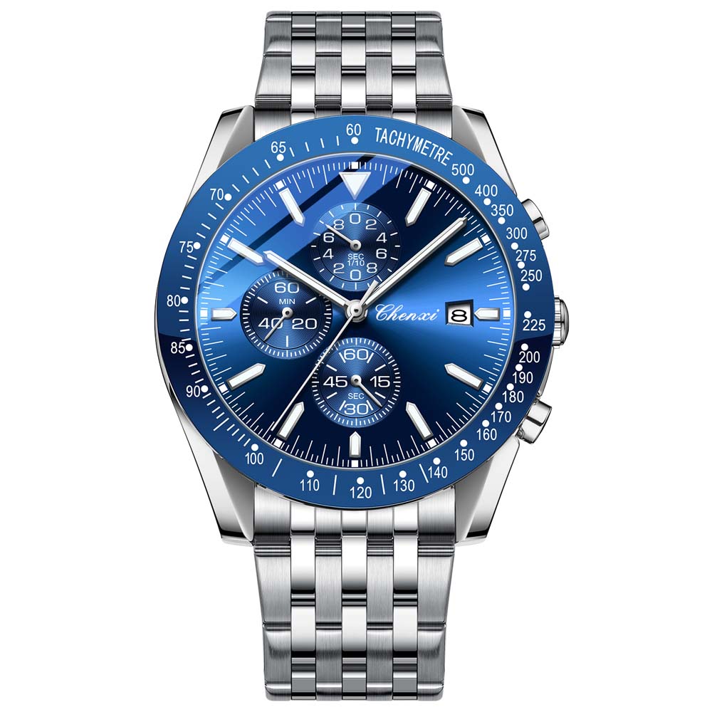 CHENXI Men's Watch Fashion Multifunctional Outdoor Sports Chronograph Trendy Stainless Steel Band Business Style Watch reloj