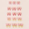 30Pcs French Nude Pink Press On Nails With Yellow Tone And 3D Embossed Design For Everyday Use