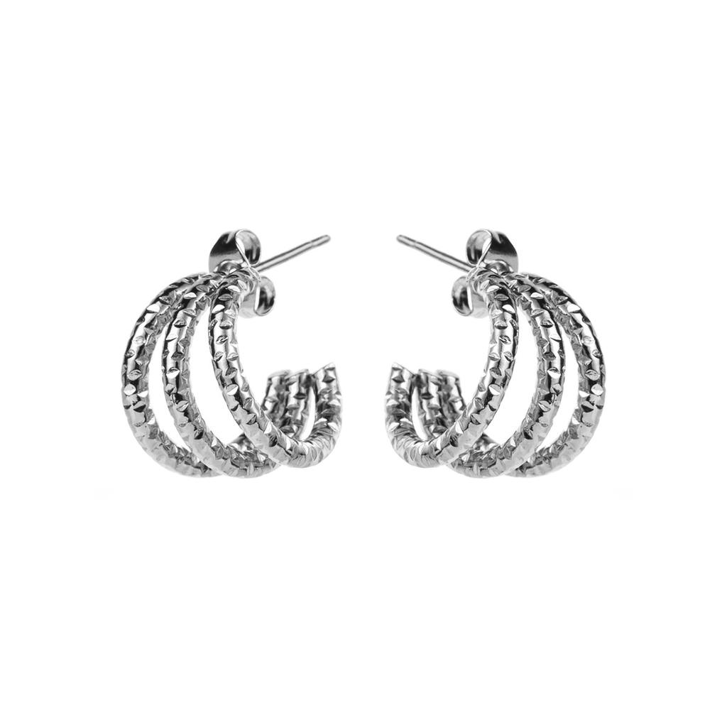 CARLIDANA High Quality Gold Earring Designs Gold Plated Hypoallergenic Wrinkle Braided Triple Hoop Earrings Jewelry for Women