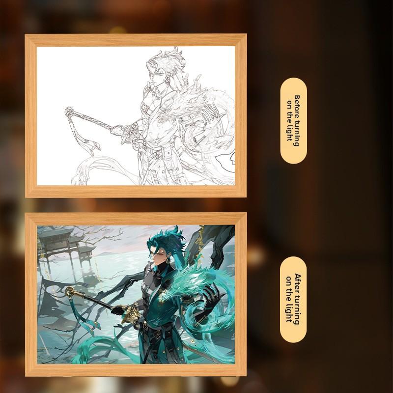 23cm/9.06in Wuthering Waves Mirror Light Painting Photo Anime Table Peripherals Night Lamp Collectible Birthday Decoration Gifts