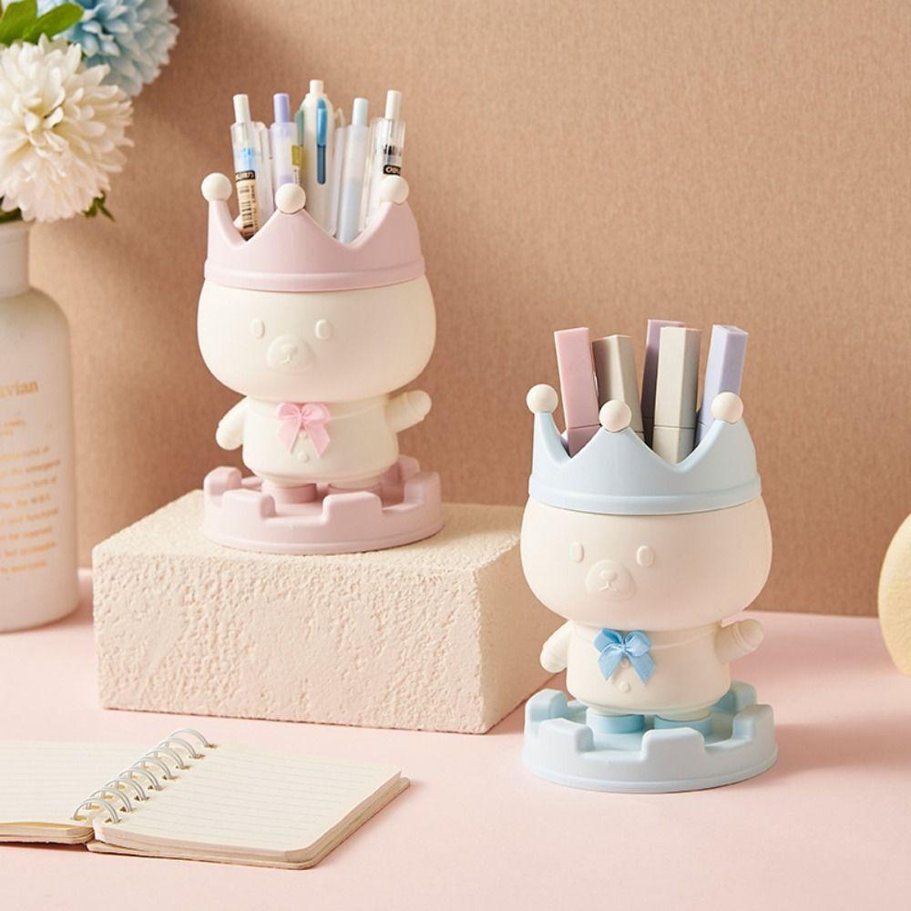 

Cartoon Pencil Container Multifunctional Desktop Ornament New Pen Holder Kids Gift синій