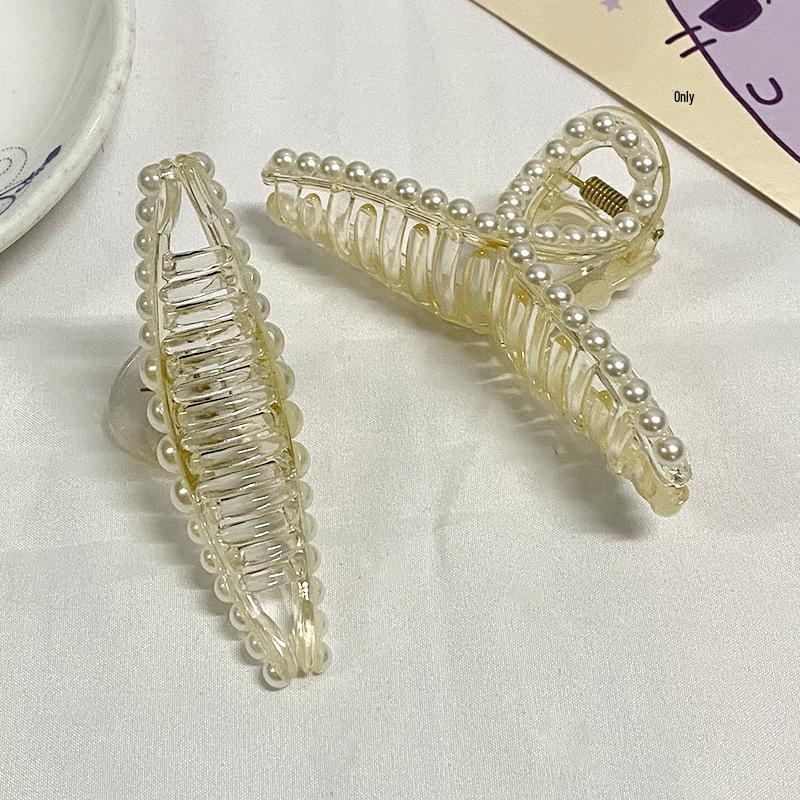 Pearl Embellished Ponytail Claw Clip for Updos and Hair Accessories