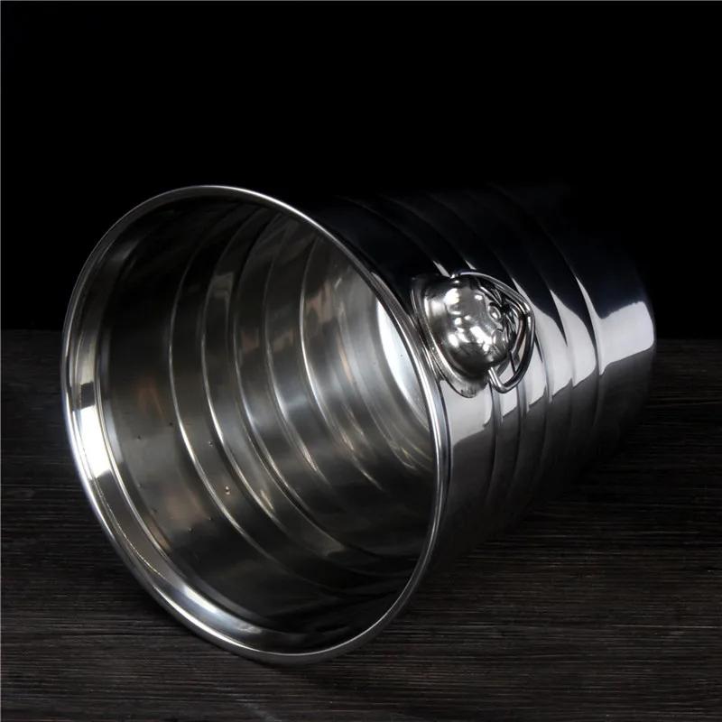 3L 5L 7L Edelstahl Bar Eiskübel Zwei Griffe Champagnerkübel Weinkübel Spieß Weinfassbehälter Ktv Club Supplies