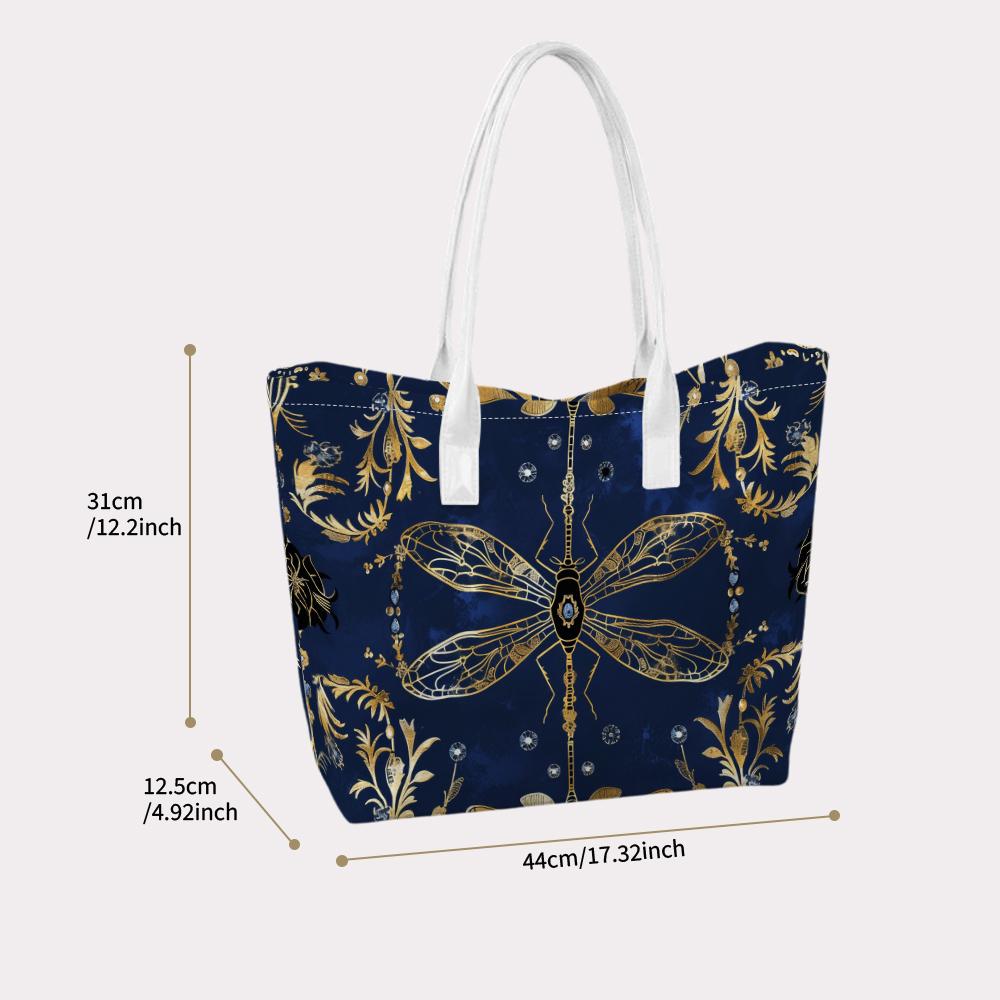 Elegant Dragonfly Print Tote Bag Portable Stylish Casual Daily Shoulder Bag