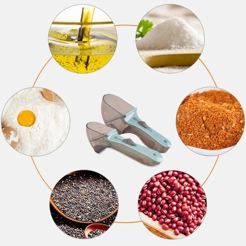 1Pcs New Adjustable Measuring Spoons with Scale Plastic Measuring Scoops Cups for Baking Cooking Accessories Kitchen Measuring Tools
