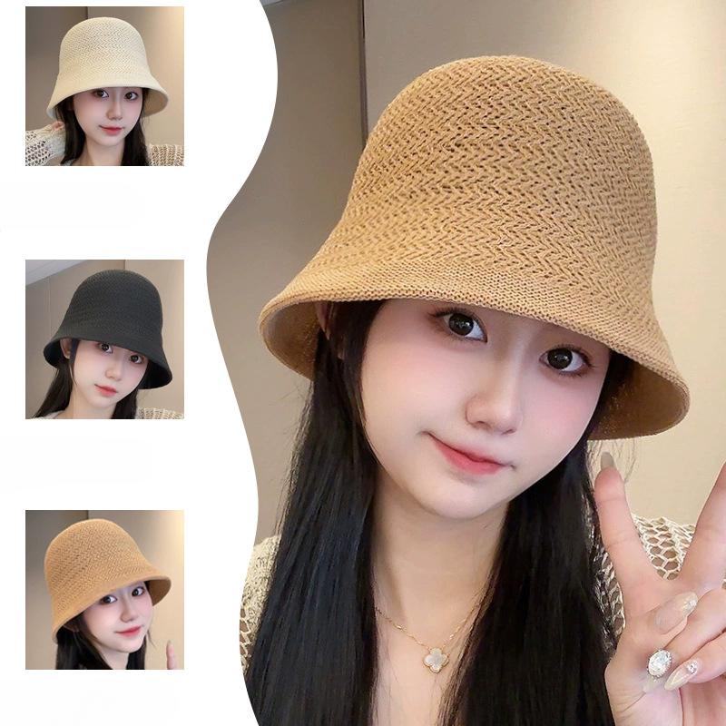 Summer Straw Hat Girls Light Sun Protection Versatile Sun Hat Japanese Simple Breathable Bucket Hat Straw Woven High End Fisherman Hat