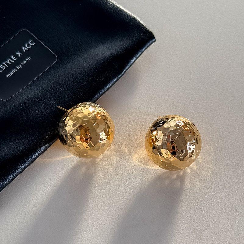 

Sterling Silver Needle Fashion Style Special-Interest Design Metal Crushed Ice Earrings Cold Style Fancy Earrings Trendy Women Gold