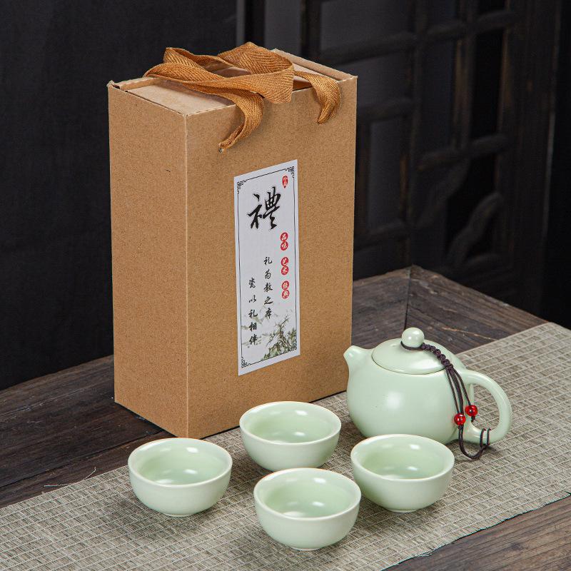Ceramic Tea Set, One Pot and Two Cups, a Complete Set, Ding Kiln Penguin Pot Gifts, Company Activities, Custom-written Advertisements