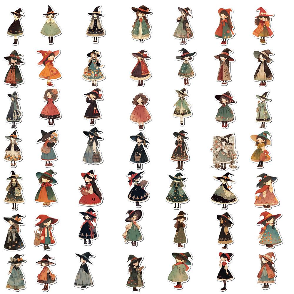 

50 Мультяшных Q-версий Ведьм Граффити Наклеек Персонализированные Декоративные Гитара Ноутбук Чемодан DIY Водонепроницаемые Наклейки
