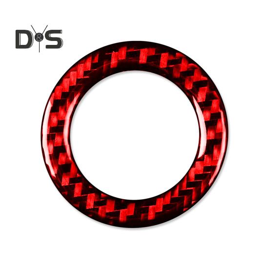 

Наклейка на кнопку двигателя из углеродного волокна, самоклеящаяся модная наклейка на кнопку запуска автомобиля, стопорное кольцо для 13 19 Forester красный