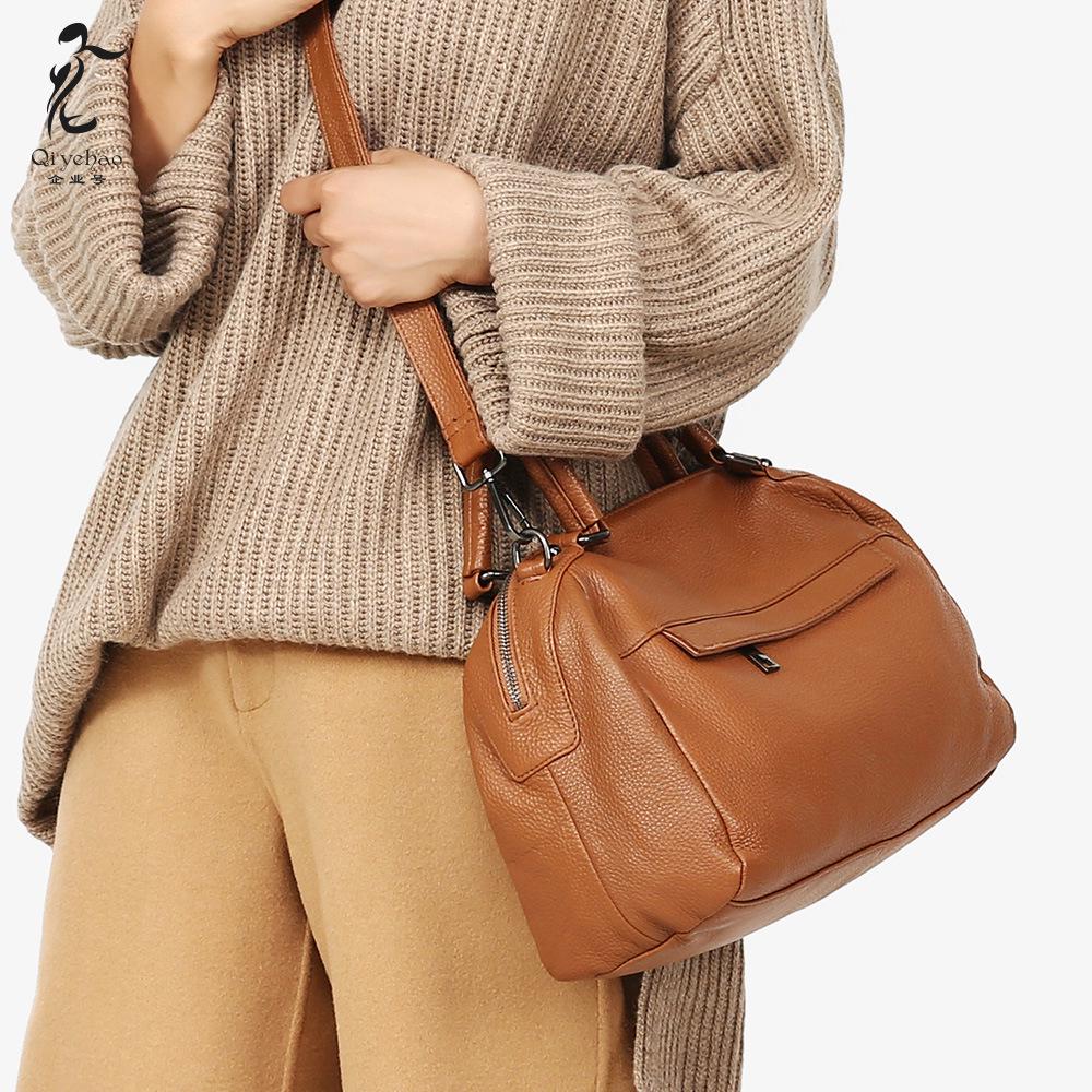 European & American Style Large Capacity Women's Soft Cowhide Handbag - Autumn/Winter Simple Fashion Shoulder Bag