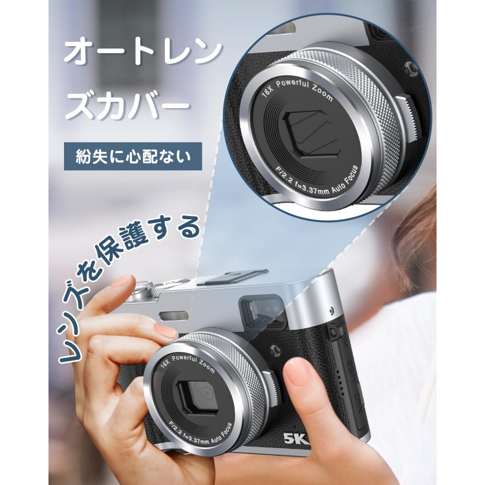 5K Digital Camera That Can Be Sent To Smartphone, 48 Million Pixels, 30fps, Wifi Function, Retro, 6-axis Image Stabilization, Front and Rear Dual Lens