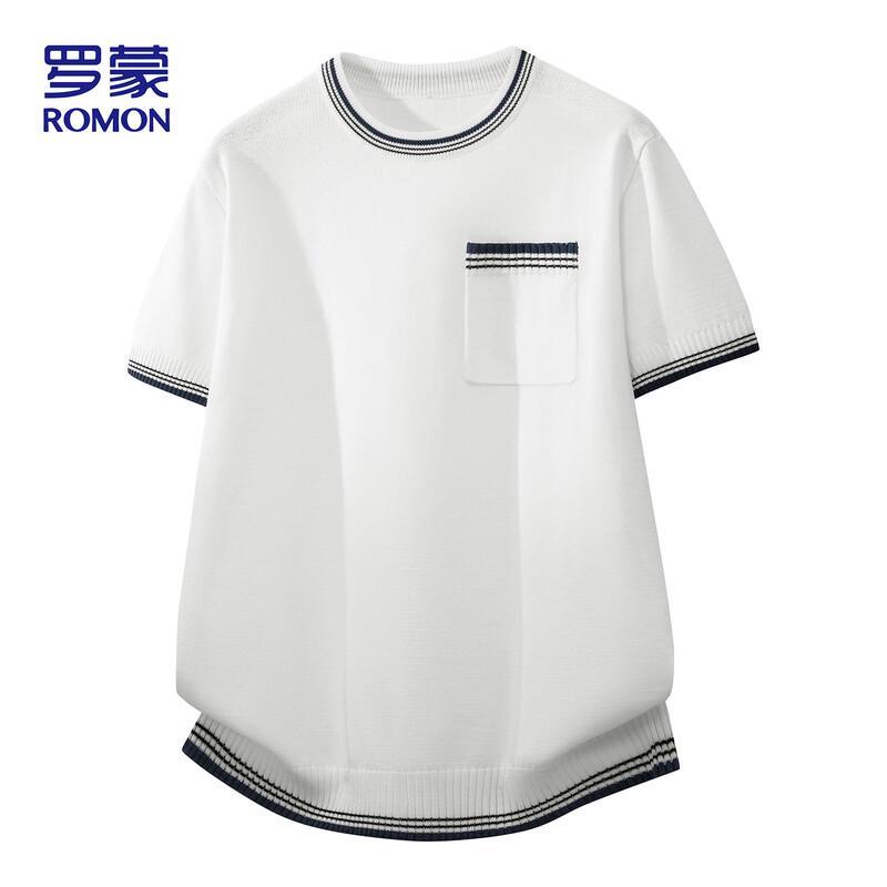ROMON Men s Summer Ice Silk Knit Short Sleeve T-Shirt 3XL