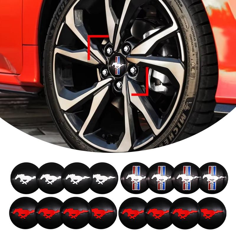 BAYX7 56mm Car Wheel Center Hub Stickers Center Caps Decal Tire Rim Sticker Decoration For Ford Mustang Fiesta Mondeo Fusion Kuga