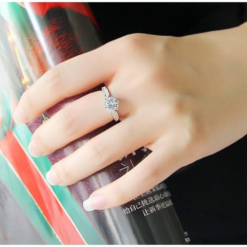 Women Elegant Geometric White Copper Ring Diamond Weddings Engagements
