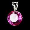 17 CT   Natural Pink Ruby Round Cut Gemstone 925 Silver Pendant