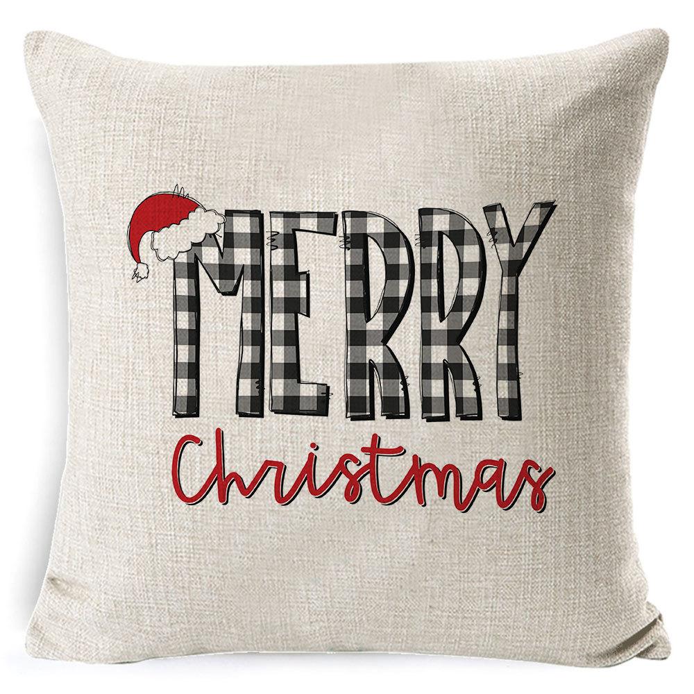 Christmas Celebration Pillow Elk Snowman Festive Cushion Cover Red Sofa Back Cushion Pillow Cover