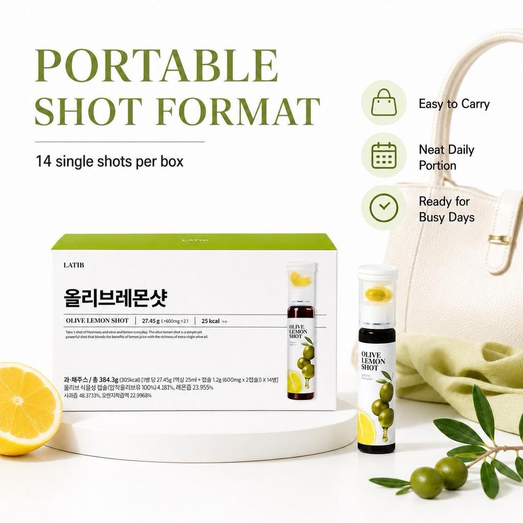 LATIB Olive Lemon Healthy Daily Drink Portable Shot 14 Count