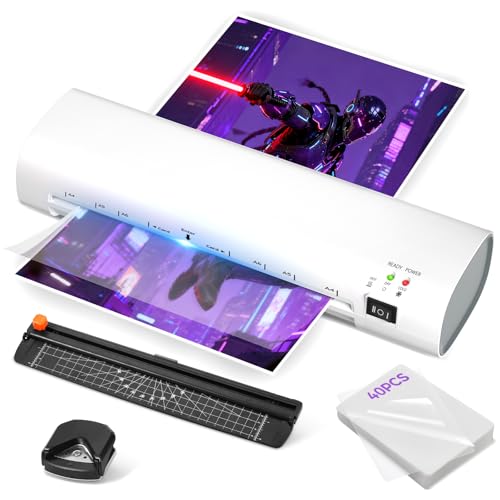 

A4 Laminator, Hot/Cold Laminating Machine, Includes 40 Sheets of Film, ABS Paper Jam Prevention, Rapid Preheating, Bubble-Free Lamination, Easy Operat