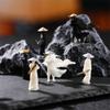 Miniatures Cool Kung Fu Swordsman Figure Black White Mini Ornaments Sand Table Layout Plant Decoration