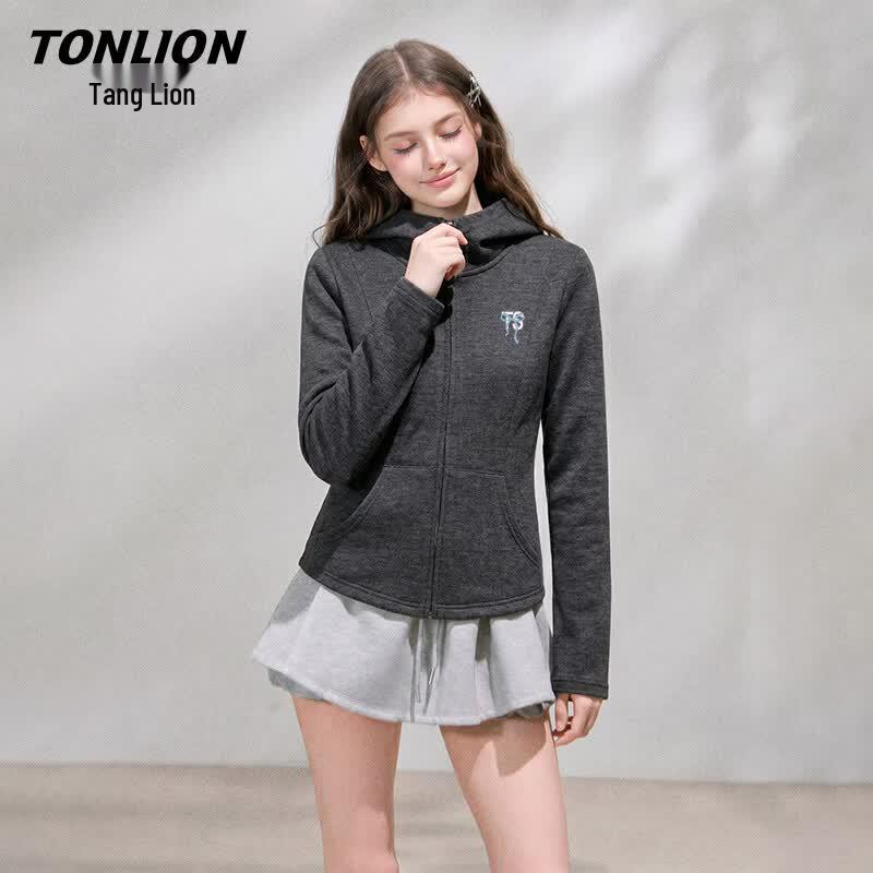 TonLion Women's Slim-Fit Faux Cashmere Hooded Jacket
