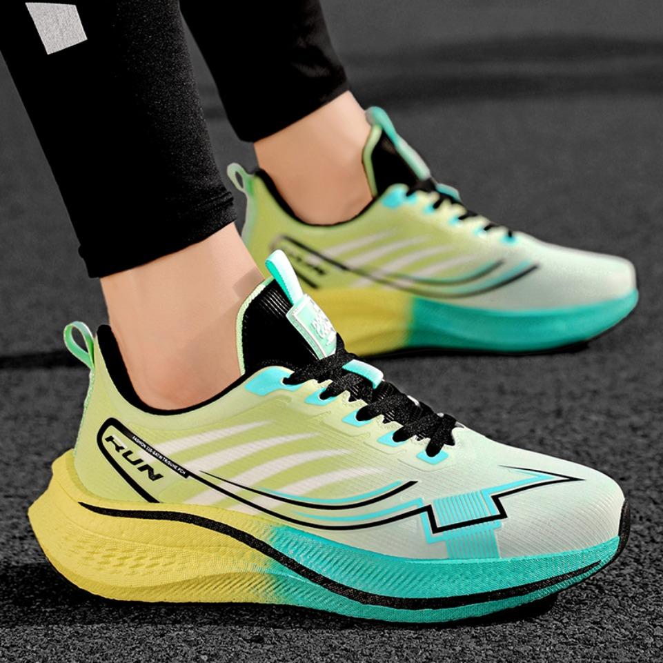 Men's Cushioning Running Shoes with Carbon Plate Marathon Women Lightweight Spring Sneakers Shock Absorption for Jogging Workout