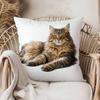 Cushion Cover White Cat Print Pillow Case For Living Room Bedroom Decor