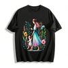 Mother And Toddler Walking Floral Print Casual T-Shirt Pure Cotton T-shirt