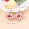 Bohemian style diamond-set rice beads colored four-leaf clover floral flower earrings, temperament imitation pearl earrings