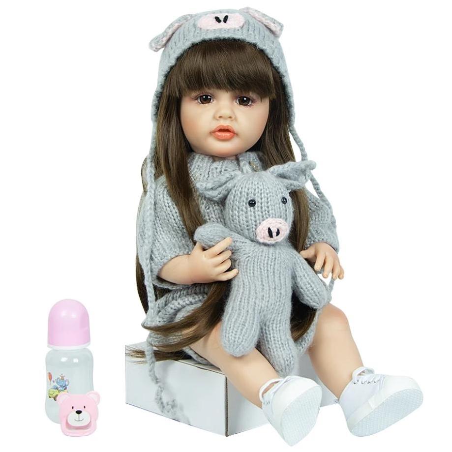 22 inch Reborn Baby Doll Cosplay Porc Vinil Silicon Complet KEIUMI Păr lung Nou-născut Papuși Reborn Copii Cadouri de Zi de Naștere