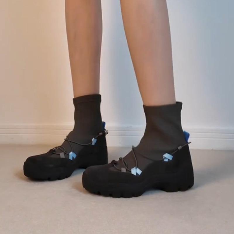 Cowhide version~ New retro thick-soled cross-strap thin boots women's versatile casual function wind sports Martin boots