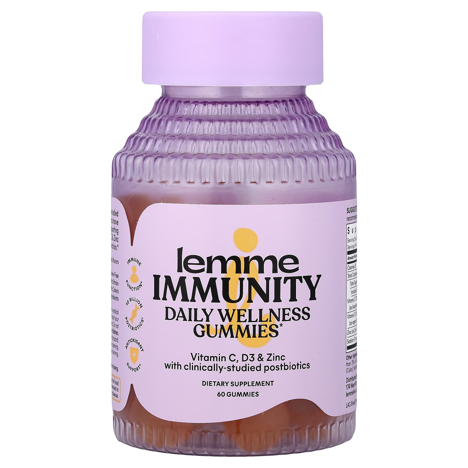 

Lemme, Immunity Daily Wellness Gummies, Sweet Orange, 60 Gummies