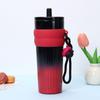 High-Capacity Stainless Steel Thermos with Ceramic Liner and Lanyard - Straw-Equipped Ice-Buster for Outdoor and Car Use