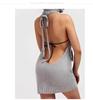 2025 Spring Sexy Backless Knitted Pullover Women’s High Neck Sleeveless Sweater Girl Bun Cos 