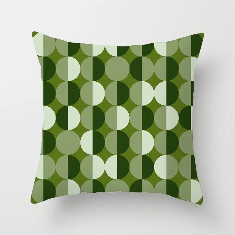 Delicate Fresh Green Pillowcase Art Pattern Cushion Cover Geometric Breathable Decoration