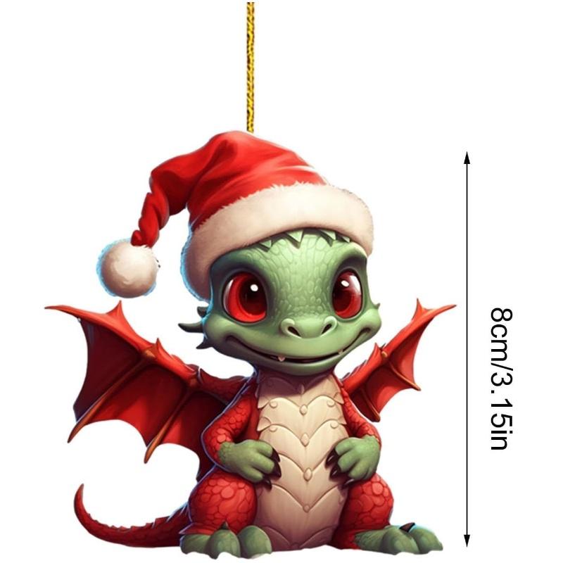 Festlicher Weihnachtsdrache Autoanhänger Acrylmaterial Cartoon-Stil Mehrfarbig Automobil-Innendekor