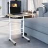 Side Table Height-Adjustable Coffee Table Mobile End Table with Wheels Locking Brakes C-Table Particleboard Steel Iron Plastic White Maple Color 60 x